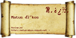 Matus Ákos névjegykártya